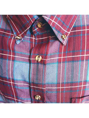 Oxford Prep 3XL Vintage Men's Shirt Camp Dad 1980's Samsons USA Plaid Button-Up